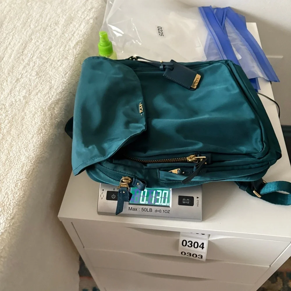 Tumi Voyager Leeds Backpack Teal Turquoise Mini Travel Gold hardware